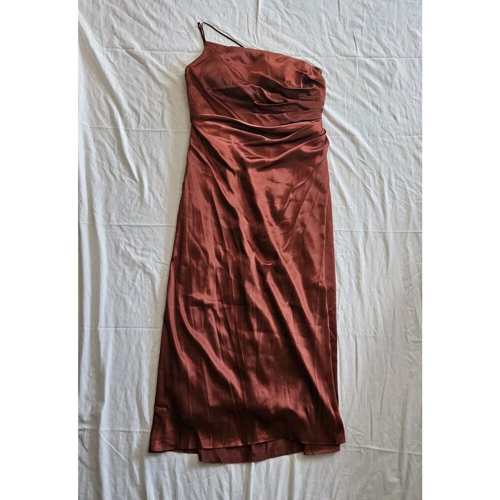 Galina Signature One Shoulder Satin Long Gown Maxi Dress Size 18